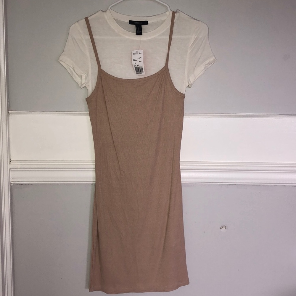 NWT Forever21 Tank Dress over White T-Shirt